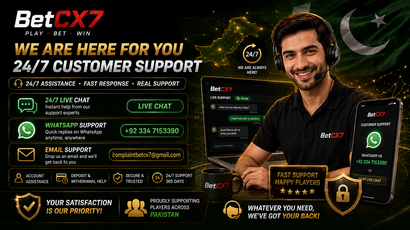 BetCX7 Pakistan Support